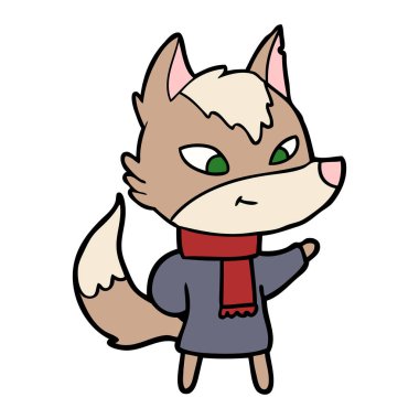 vektör çizim dostu karikatür kurt