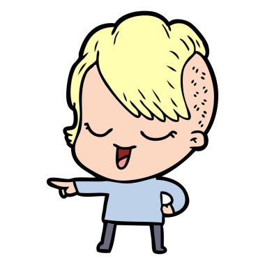 mutlu çizgi film kız vektör çizim