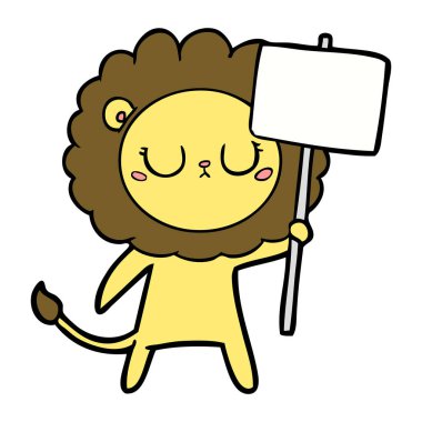 çizgi film aslan protesto işareti ile