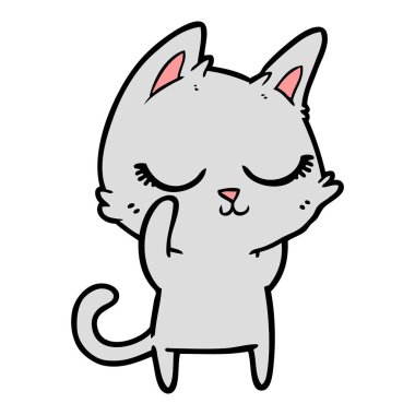 Sakin karikatür kedi vektör çizim