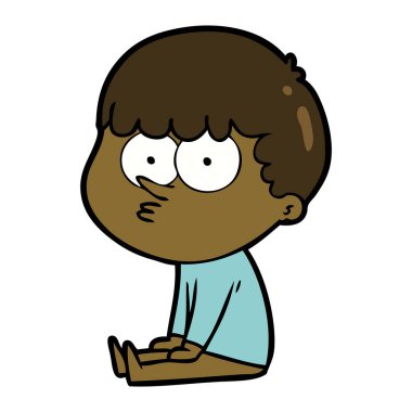 oturdu çizgi film çocuk bekliyor