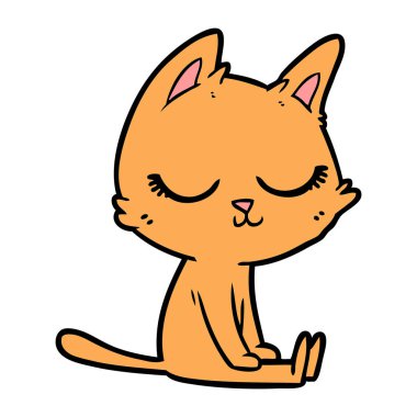 Sakin karikatür kedi vektör çizim