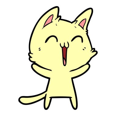 vektör çizim karikatür mutlu kedi