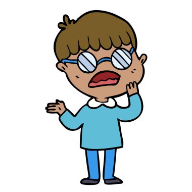 çizgi film karışık çocuk gözlük takıyor