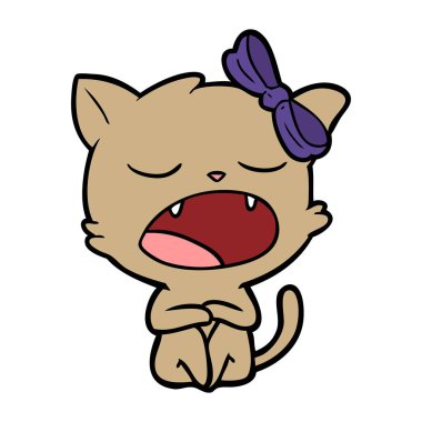 vektör çizim karikatür esneme kedi