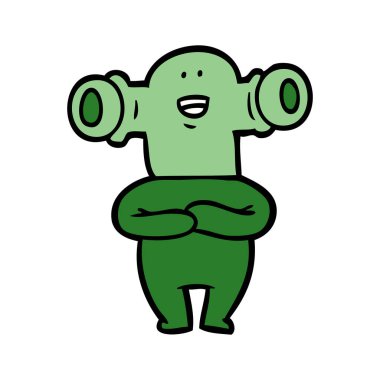 Dostu karikatür uzaylı vektör çizim