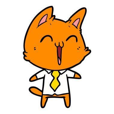 vektör çizim karikatür mutlu kedi