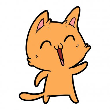 vektör çizim karikatür mutlu kedi