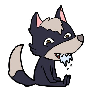 çizgi film aç kurt oturma bekleyen