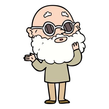 çizgi film meraklı adam sakal ve gözlük