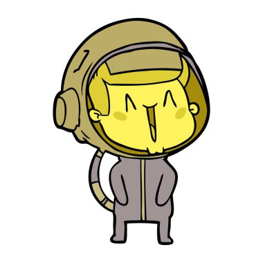 mutlu karikatür astronot vektör çizim