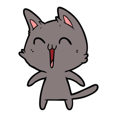 vektör çizim karikatür mutlu kedi