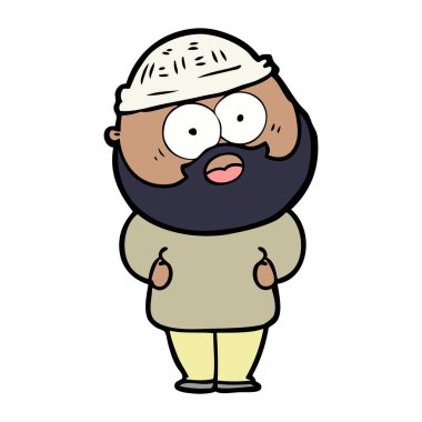 şaşırmış sakallı adam çizgi film