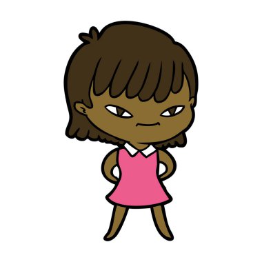 Çizgi filmdeki kadının vektör çizimi