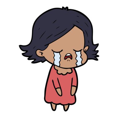 vektör çizim karikatür kız ağlıyor