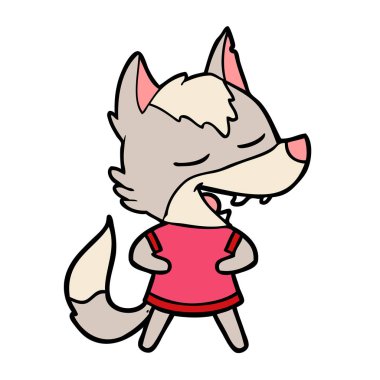 vektör çizim karikatür kurt gülen