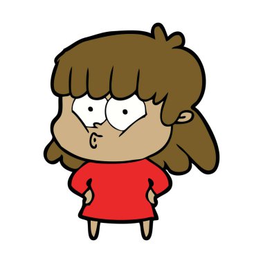 vektör çizim karikatür kız ıslık