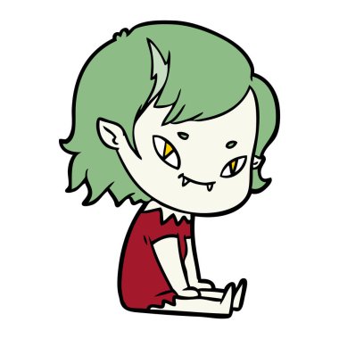 çizgi film dostu vampir kız oturdu