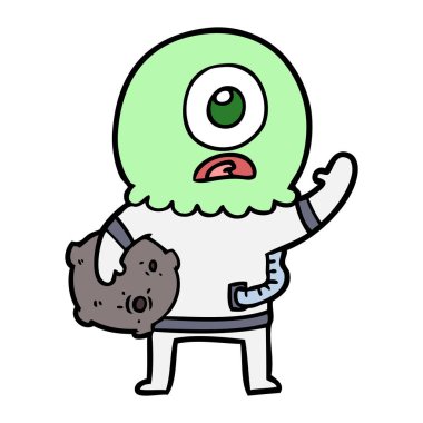 Tepegöz'ü yabancı uzay adamı sallayarak çizgi film