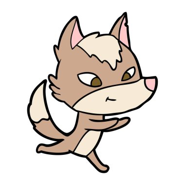 vektör çizim dostu karikatür kurt