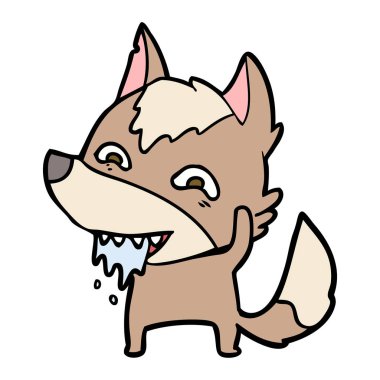 vektör çizim karikatür aç kurt