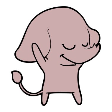 vektör çizim karikatür fil gülümseyen