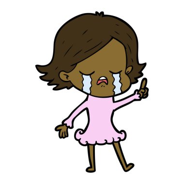 vektör çizim karikatür kız ağlıyor