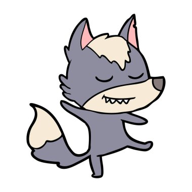 vektör çizim dostu karikatür kurt