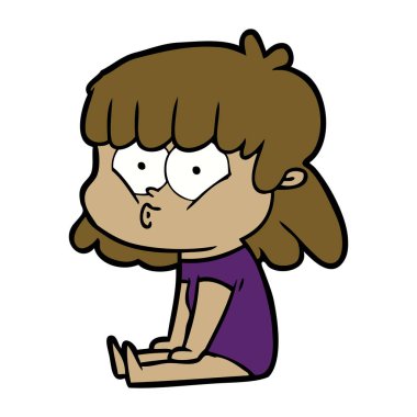 vektör çizim karikatür kız ıslık