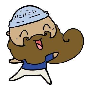 Sakal ve kış şapka ile mutlu adam