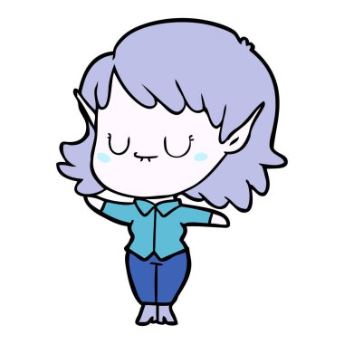 mutlu karikatür elf kızı