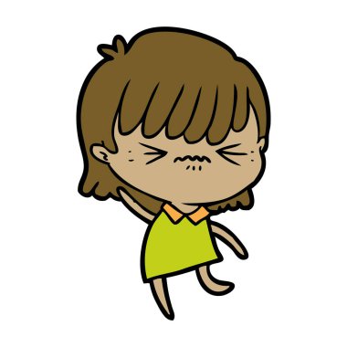 rahatsız çizgi film kız vektör çizim