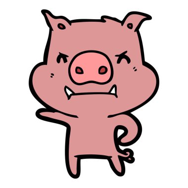 kızgın çizgi film domuz vektör çizim