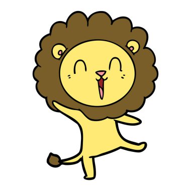Aslan karikatür gülen vektör çizim