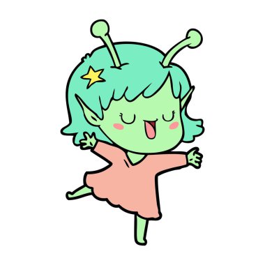 mutlu uzaylı kız çizgi film