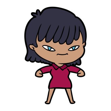 Çizgi filmdeki kadının vektör çizimi