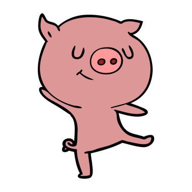 mutlu karikatür domuz vektör çizim