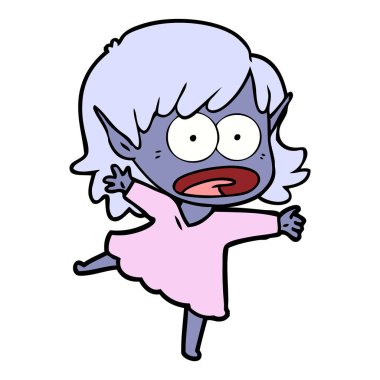 vektör çizim karikatür elf kız ağlıyor