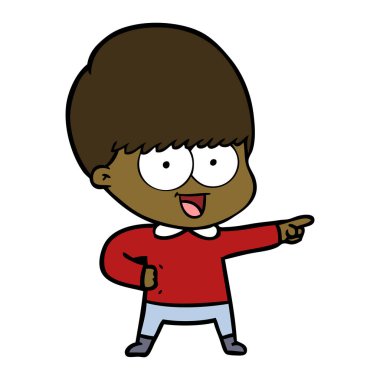 mutlu çizgi film çocuk vektör çizim