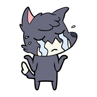 Tilki çizgi film ağlama vektör çizim