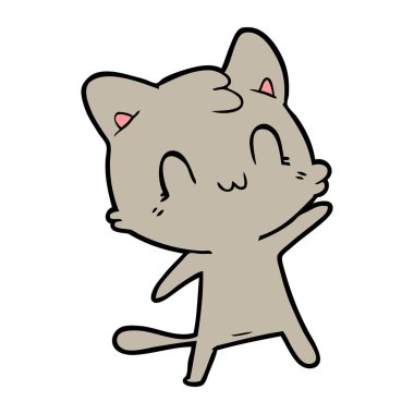 vektör çizim karikatür mutlu kedi