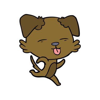 Çizgi filmdeki köpek dilini çıkartıyor.