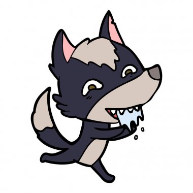 vektör çizim karikatür aç kurt