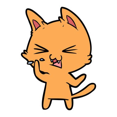 vektör çizim karikatür kedi tıslama