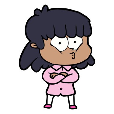 vektör çizim karikatür kız ıslık