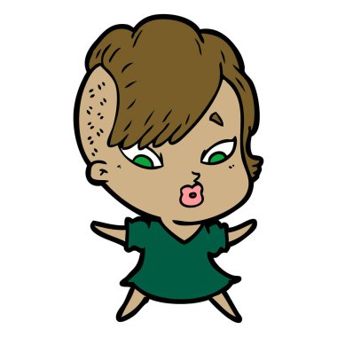 vektör çizim karikatür sürpriz kız