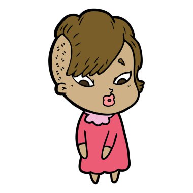 vektör çizim karikatür sürpriz kız