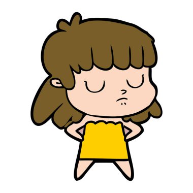 vektör çizim karikatür kayıtsız kadın