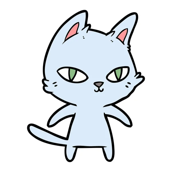 Vector Ilustración Dibujos Animados Gato Mirando — Archivo Imágenes Vectoriales