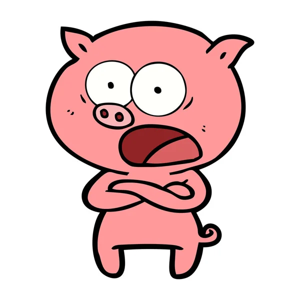 Vector Illustration Cartoon Pig Shouting — Stock Vector